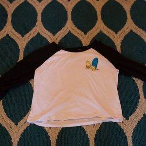 Cute Homer and Marge Simpson Cropped Baseball tee
